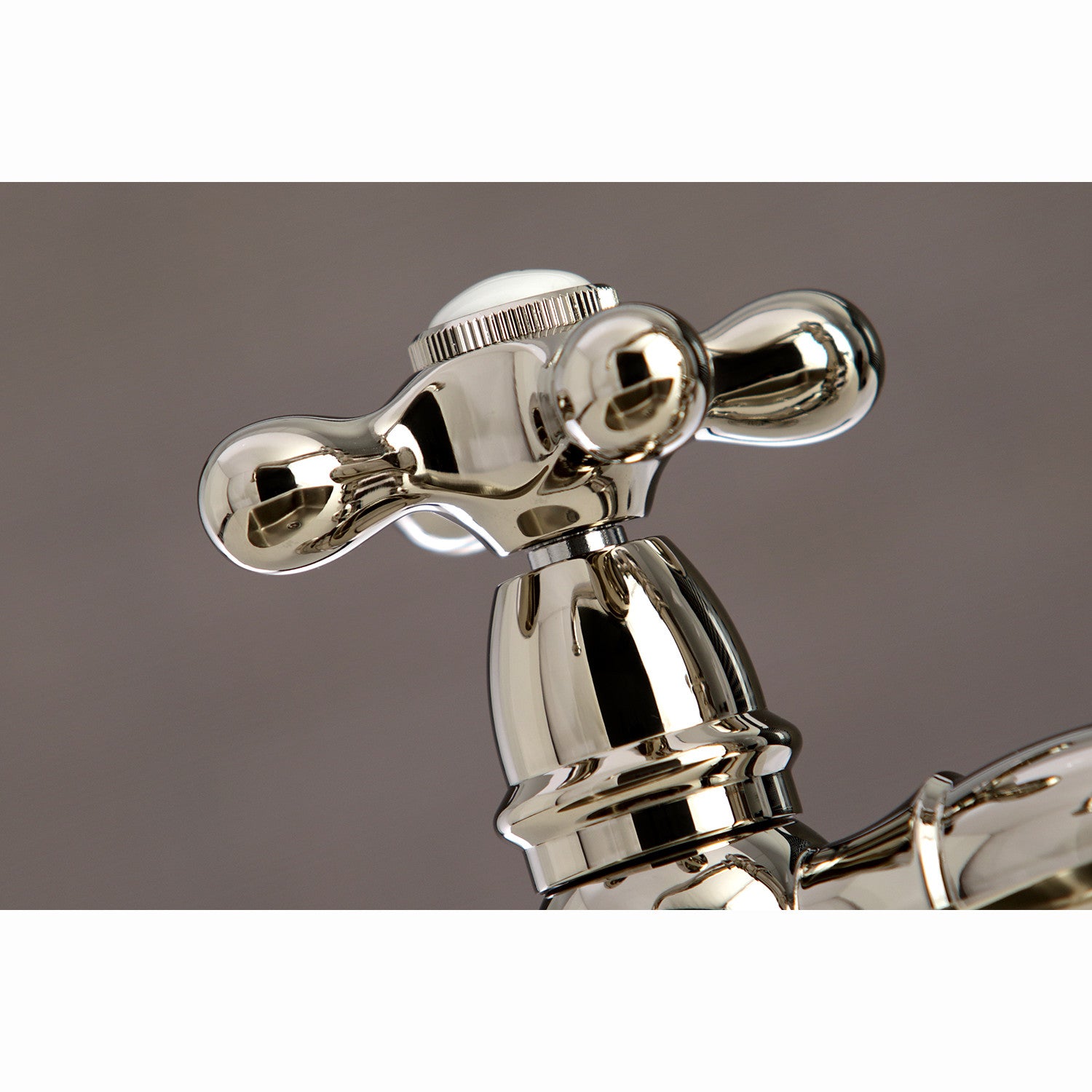 Kingston Heirloom KS3276AXBS - Restoration Two-Handle 4-Hole Deck Mount Bridge Kitchen Faucet with Brass Sprayer, Polished Nickel — thumbnail 2